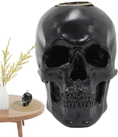 Brûleur d'encens à Reflux de tête de Mort - Brûleur d'encens en Forme de tête de Mort - Brûleur d'encens Cascade en résine - Décoration d'aromathérapie
