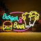 LUCUNSTAR Mural de Neón de Hamburguesa y Cerveza,Luz de Neón para Bar,Restaurante,Decoración de Pared de Cocina,Decoración de para Dormitorio,Regalo para Mujeres y Hombres con USB