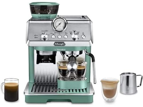 De'Longhi La Specialista Arte EC9155.GR, Máquina de Espresso Barista con Bomba, Cafetera de Grano y Capuchino, 8 Configuraciones de Molienda, Varilla para Espumar Leche My Latte Art, 1550W, Verde