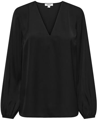 ONLY Damen Female Top Onllucy Top Onllucy Life Ls Satin V-Neck Top WVN (1er Pack)