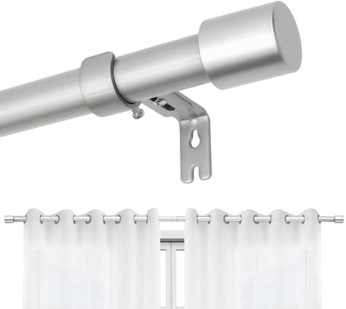 Joydeco Einstellbare Silber Gardinenstange Set 76cm-236cm Dekorative Vorhangstange mit Aluminium Endkappe für Duschraum Schlafzimmer Wohnzimmer DEY2A