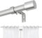 Joydeco Einstellbare Silber Gardinenstange Set 76cm-236cm Dekorative Vorhangstange mit Aluminium Endkappe für Duschraum Schlafzimmer Wohnzimmer DEY2A