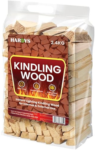 Hardys Kindling Wood, 4 Pack - 9.6 Kg (4 x 2.4kg) Approx. | Instant Light Firewood Logs, Smokeless - Kiln Dried - BBQ, Fire Heat Logs for Wood Burner, Pizza Oven, Open Fire Pit
