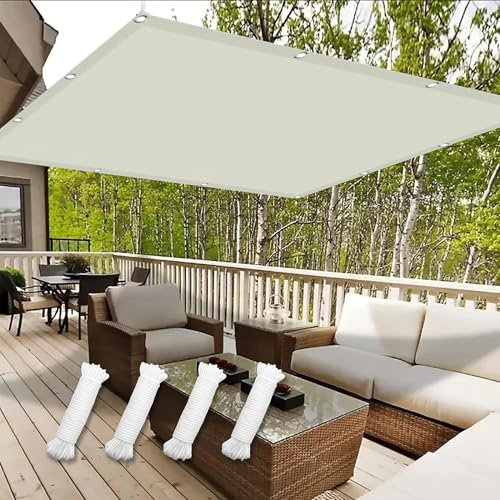 Voile D Ombrage Abri de Jardin 3 x 9 m Protection des Rayons 98% UV Terrasse Toiles D'Ombrages UV Protection avec Le Kit de Fixation pour Pergola Fleurs Patio Lawn, Blanc cassé