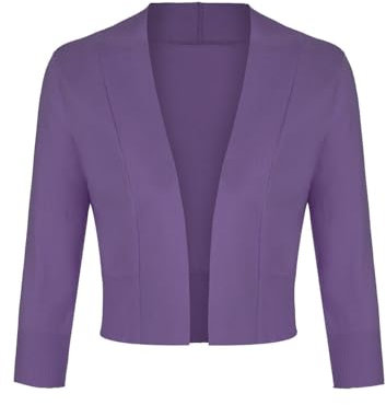 LADI TREND Crop Cardigans for Women Open Front Bolero Retro Fitted Cardigan Casual (Violet S)