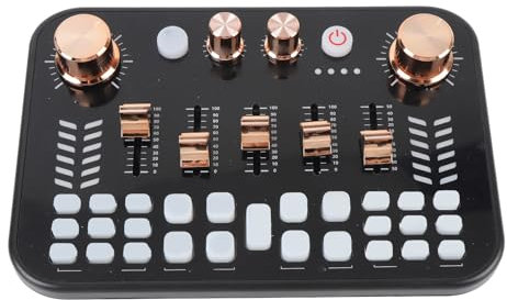 Podcast Audio Mixer Soundboard, Bluetooth Podcast Sound Board -Geräte mit Kopfhörer, Anpassbarem Ambiente, Sprachwechsler -DJ -Mixer für das Aufnehmen des Vokalspiels