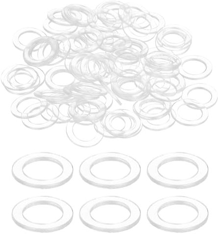 sourcing map Lot de 150 rondelles plates M8 en PVC transparent uni 8 mm x 12 mm x 1 mm d'épaisseur pour vis, boulons, poignée de porte de douche, salle de bain