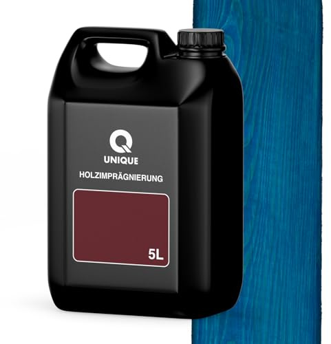 Q UNIQUE Holzimprägnierung Farbton 2in1 5L | Blau Holzschutz für außen & innen | Wetterfest & UV-beständig | Für Zäune, Gartenmöbel, Terrassen, Holzfassaden