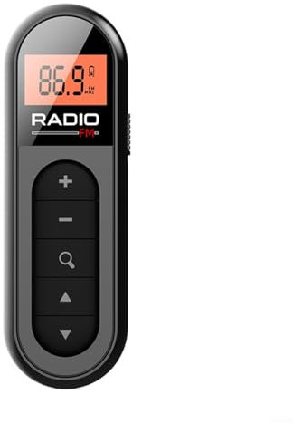 Puupaa Radio FM Portátil con Pantalla LCD Retroiluminada, Mini Radio de Bolsillo Recargable con Clip, Ideal para Deportes, Senderismo, Camping y Reuniones(Black)