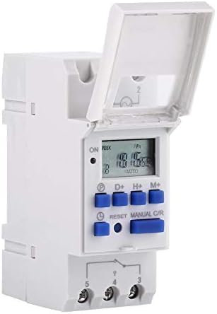 THC15A Interruptor de Temporizador Programable con Pantalla LCD Digital, 220V 16A Tiempo Programador Eléctrico Digital Diario Semanal Tipo Carril DIN de Potencia