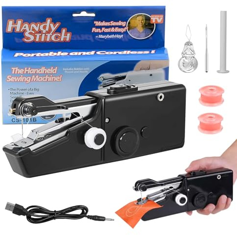 Handheld Sewing Machine, Mini Portable Sewing Machine with Accessories | DIY Mending Machine Household Sewing Handheld Tool for Beginners Adult and Quick Home Repairs for Fabric Clothing