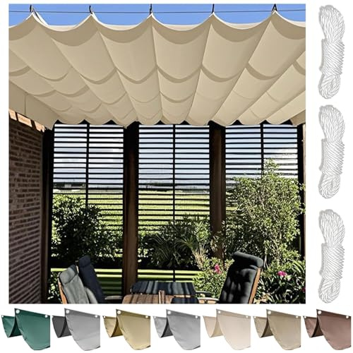 TAUIANE Voile D'Ombrage RéTractable OnduléE, Toile De Pergola Rectangulaire ExtéRieure, Toile Store ImperméAble, avec Kit Montage, pour Terrasse Pelouse Jardin Patio Cour