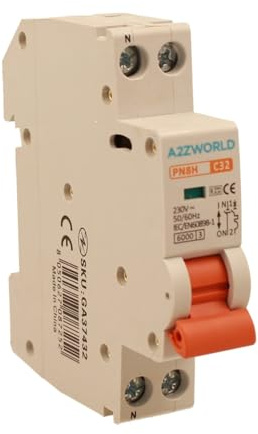 Leistungsschalter 32A C32, 1P+N 6kA Kurve C, Slim Solo 1 Modul DIN 220V AC, zertifiziert IEC60898-1, Serie PN8H