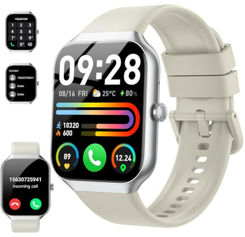 Smartwatch Herren Damen, 1,96 HD 2026 Fitnessuhr Smart Watch mit Telefonfunktion, 115+ Sportmodi Schrittzähler Armbanduhr, Herzfrequenz SpO2 Schlafmonitor, IP68 Wasserdicht Sportuhr für Android iOS