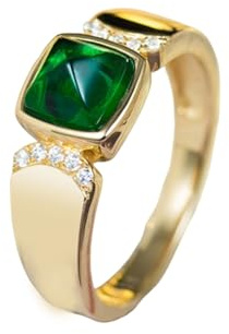 Beydodo Trauring Gold 585 Damen Einzeln, Frauen Ringe Breit mit Smaragd 1.2ct und Moissanit Hochzeitsringe Verlobungsringe Gr.49 (15.6)