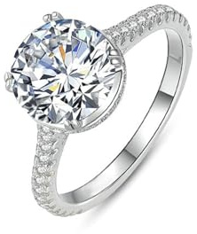 Skcess 18K Weißgold Partner Ringe, Ring Frauen 8mm Moissanit Weiß 2ct Moissanit Größe 49 (15.6)