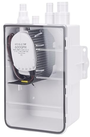 ZAICOLER Shower Sump Pump System 12v Efficient Drainage Flow of 600 Gallons per Hour Multi Inlet Design Automatic Switch Sump Pump Drain Box with Waterproofing Plastic for Boats Rvs
