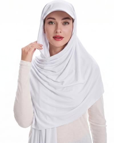 ZLYC Muslimischer Hijab Schal mit Schirm, gebrauchsfertig, Damen