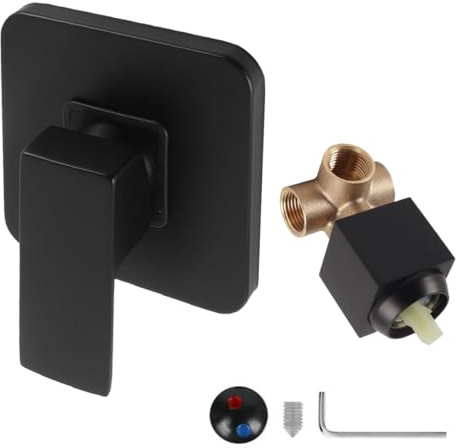 Ubric Set Completo di Accessori per Doccia ad Incasso / Bagno, Miscelatore Monocomando (Nero)