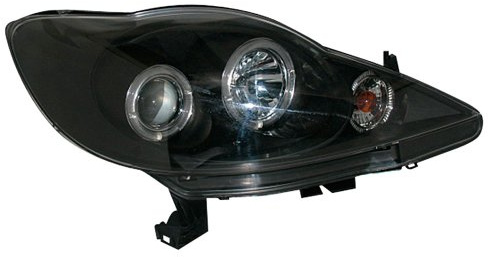 AutoStyle Satz Scheinwerfer passgenau | kompatibel mit Peugeot 107 2005-2012 - Schwarz - inkl. Standlichtringen