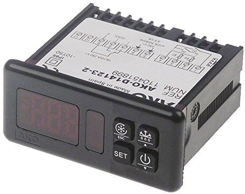 AKO D14123-2 - Regulador electrónico para NTC/PTC de -50 a +99/+150 °C CA, indicador de 3 dígitos, fijación versión, tamaño de montaje 71 x 29 mm DI