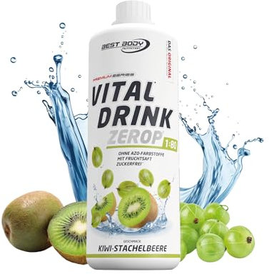 Best Body Nutrition Vital Drink ZEROP® - Kiwi-Stachelbeere, Original Getränkekonzentrat - Sirup - zuckerfrei, 1:80 ergibt 80 Liter Fertiggetränk, 1000 ml