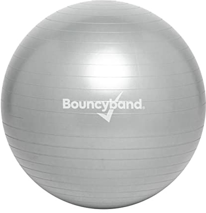 Bouncyband - Pelota de equilibrio media, plateada, crea asientos flexibles para mejorar la concentración en la escuela, oficina o hogar con esta bola sin enrollar, 21.6 pulgadas (55 cm) para personas