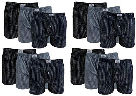 Fontana Calze & Intimo 12 Pezzi di Boxer Uomo in Cotone 100% con Apertura e Bottone (Scuro, 6 (TG 50-52))