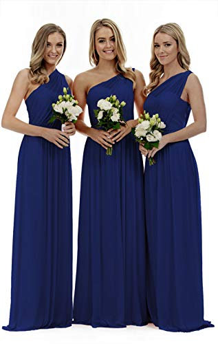 Lecureler Langes, einschultriges Ballkleid für Brautjungfern, königsblau, 44