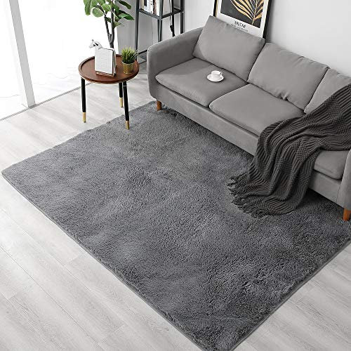ARNTY Alfombra Salon Grande, Alfombras de Habitacion de Pelos Largo,Modernas Alfombra Pelo Adecuado para Salón Dormitorio (Gris, 160 * 230cm)