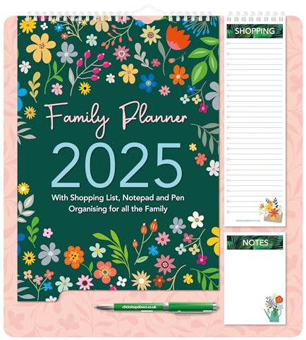 Kalender 2021, Familienplaner, Jahresplaner, Geschenk, Blumen- und Blatt-Design, Gelb