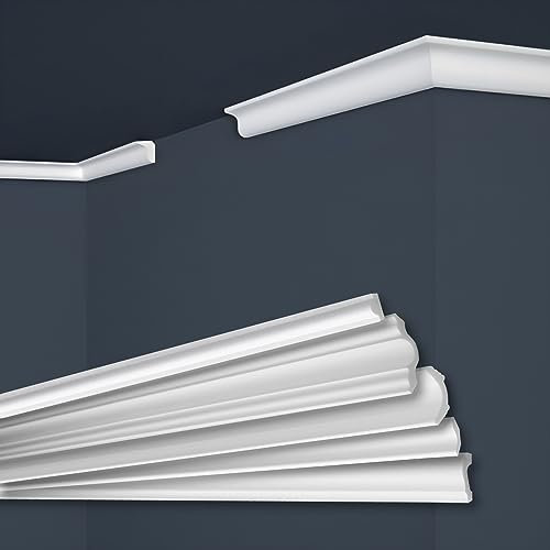MARBET DESIGN Stuckleisten XPS Styropor weiß - Deckenleisten Stuck Decken Styroporleisten E-Leisten - (360 Meter / 1 Packung E-3)
