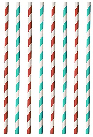 Metaltex 253132000 Strohhalme aus Papier, Rot/Aquamarine, 20cm Länge, 0.6cm Durchmesser, 40 Stück