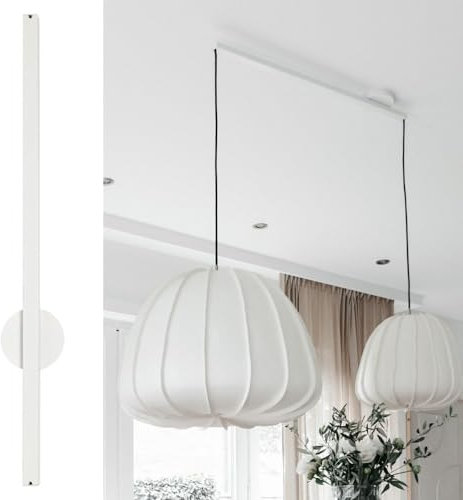 Lightswing® Twin Aufhängesystem für zwei Hängelampen - Matt Weiss - 110 cm - Beweg deine Hängeleuchte Mühelos - Einfache Installation - Hängelampe Esstisch - Pendellampe Verstellbar - Hängeleuchte