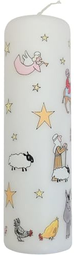 Traditional Countdown to Christmas Advent Candle | Christmas Nativity Pillar Advent Candle with Numbers | Advent Christmas Candle Festive Pillar Candle