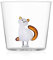 Ichendorf Milano Tumbler Gatto, Bianco con Coda Ambra, Collezione Tabby Cat, 35 cl, Vetro Borosilicato, Fatto a Mano