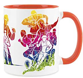 Purely Home Rugby Themed Abstract Paint Effect - Orange Mug Coffee/Tea Gift for Sports Lovers