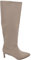 Malu Shoes Stivali alti donna al ginocchio in pelle beige a punta tacco a spillo 6 cm zip lunga aderente moda linea Basic (36 EU)