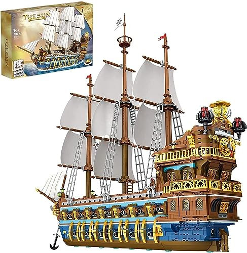 JOMIOD Piratenschiff Technik Bausteine Modell, Korsaren Der Königlichen Flotte groß Piratenschiff Bausatz, 3162+ Klemmbausteine MOC Schiff Segelschiff Spielzeug Modular Buildings Kompatibel mit Lego