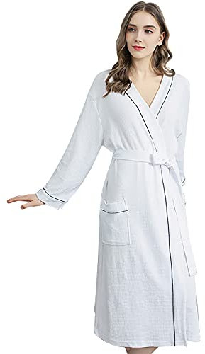 Bademäntel Für Paare Sauna Bademantel Frottee Ohne Kapuze Morgenmantel Sommer Bademantel Damen Dünn Leicht Saunamantel Mit Gürtel Sauna-Bademantel Kurz Robe Kimono Für Hotel,Spa,Party