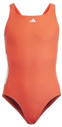 adidas Mädchen Cut 3-Stripes Swimsuit Badeanzug, Bright Red/White, 7-8 Years