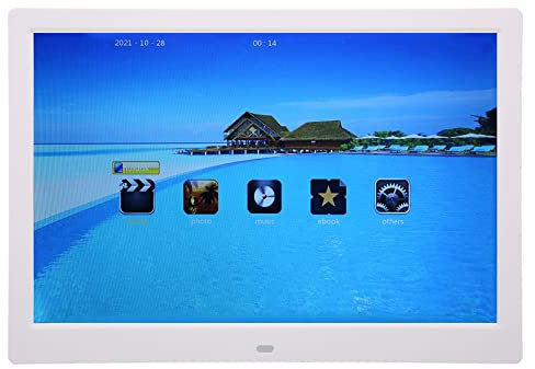 13 Zoll Digitaler Bilderrahmen, Digitaler Bilderrahmen 1200 X 800 TFT-LCD-Bildschirm Kompatibel mit Speicherkarte und MMC-Karte mit Ferngesteuertem Kalender (EU-Stecker)