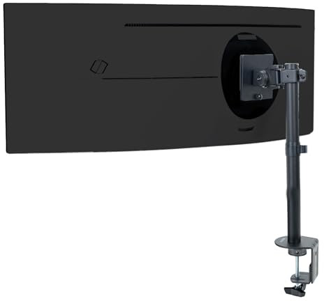 VIVO Clamp-on Single Ultra Wide Monitor Desk Mount, Low Profile Heavy Duty Adjustable Stand for 1 Ultrawide Screen up to 49 inches, 20kg Capacity, Black, STAND-V100C