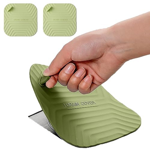 MAOYONG Quadratische Silikon Duschablaufabdeckung und Wannenstopfen - Vielseitiger Ablaufstopfen für Badezimmer und Küchenspüle Grün 2 Stück