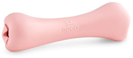 Beco Dog Toy - Dog Chew Bone with Treat Hole, Enrichment Toy for Dogs, Natural Rubber - Pink