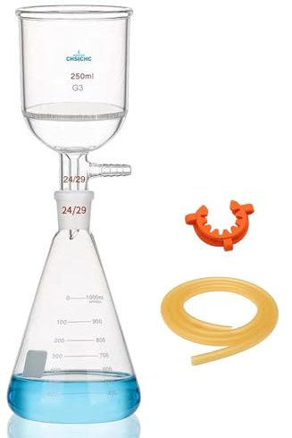 Buchner Funnel Filtering Kit with 1000ml Filter Bottle and 250ml Buchner Funnel Borosilicate Glass Lab Vacuum Filtration Distillation Apparatus