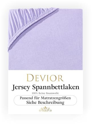 Devior Jersey Spannbettlaken 90x200cm - 100x200cm, 100% Baumwolle, Matratzenhöhe bis 22cm, Flieder – 135 g/m² Anti-Statisches, atmungsaktives Bettlaken mit Einlaufschutz, Matratzenbezug Lila