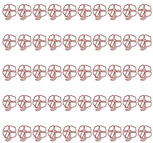 50 Stück Blatt-Büroklammern, 4-blättriges Kleeblatt-Design, Starkes Metall, Leuchtend Rote Farbe, Niedliche Büroklammern für Buch-Memo-Dateien