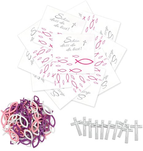 128 konfirmation deko Servietten Fisch Rosa Schön dass du da bist Taufdeko Mädchen Kommunion Tischdeko Taufe Servietten Taufdeko für Taufe