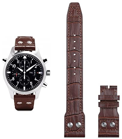 ZERAPH 21mm 22mm Italien Rindsleder echtes weiches Lederarmband für IWC Pilot Mark 18 weiches braunes Uhrenarmband Faltschließe